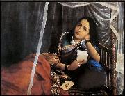 Raja Ravi Varma Dissapointing News oil painting